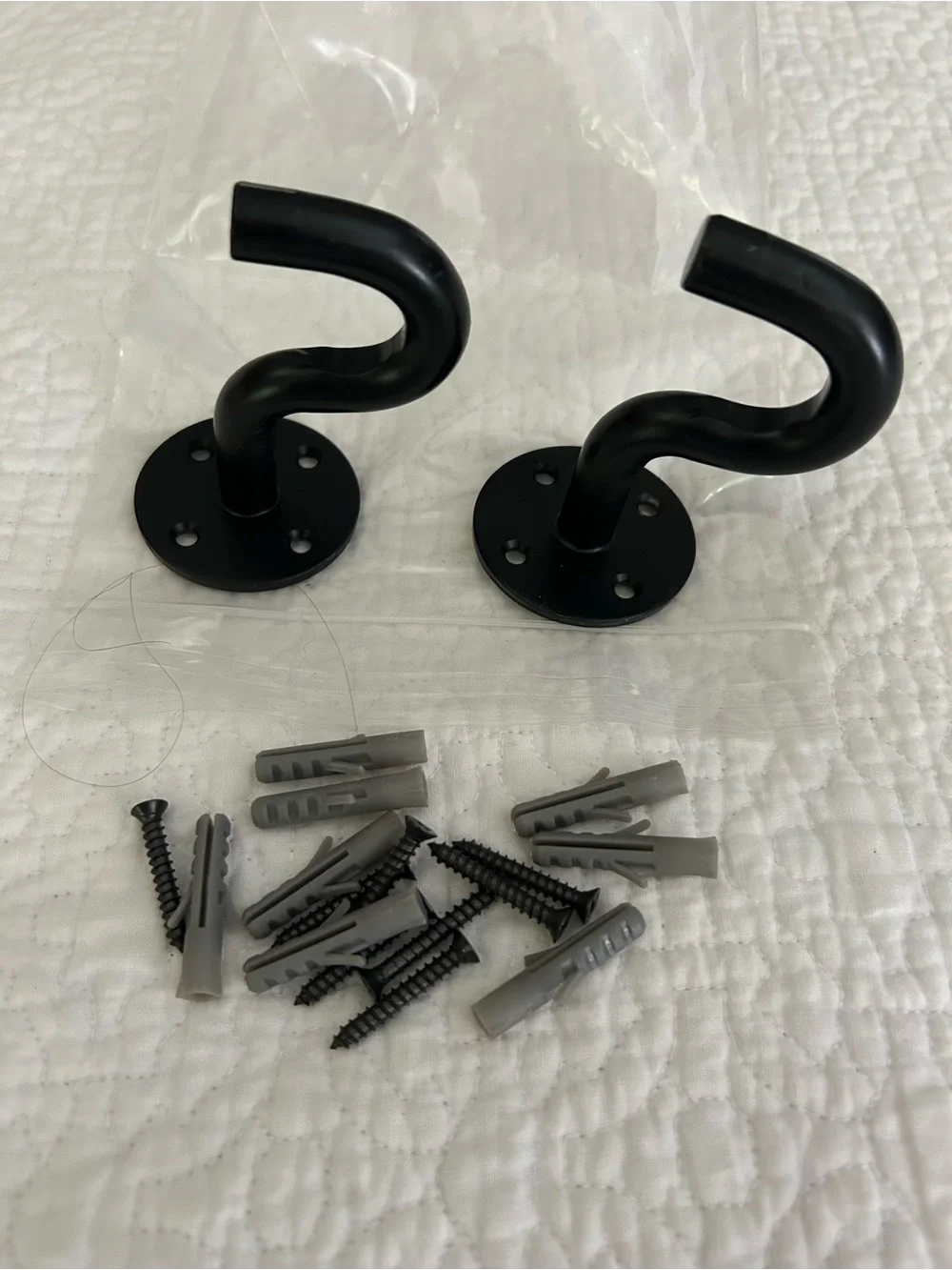 2 piece Black Steel Heavy Duty Wall Ceiling Hooks w/expansion bolt/sleeves.